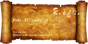 Rab Árpád névjegykártya